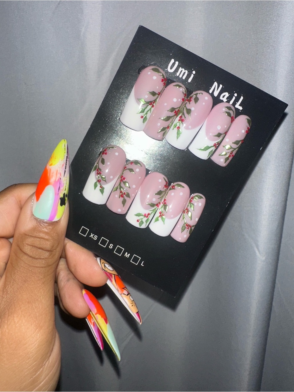Pink Floral Press-On Nail Set